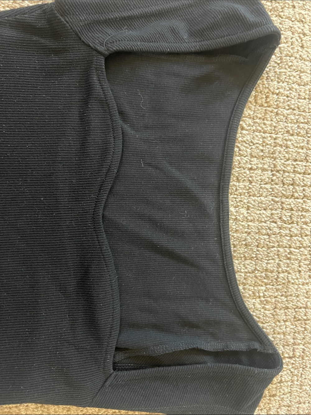 Black Square-Neck Ribbed Crop Top - Picture 3 of 3